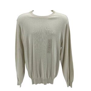 NWT Club Room Silver Birch Ivory Crew Neck Knit Sweater Mens Large